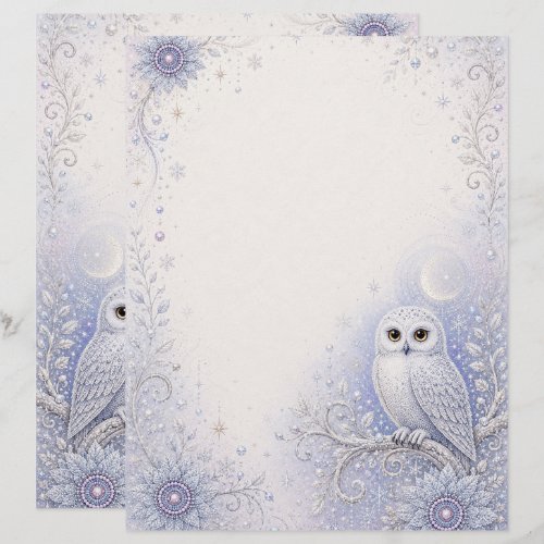 Guardian of Winter Night – Delicate Snowy Owl in W Letterhead