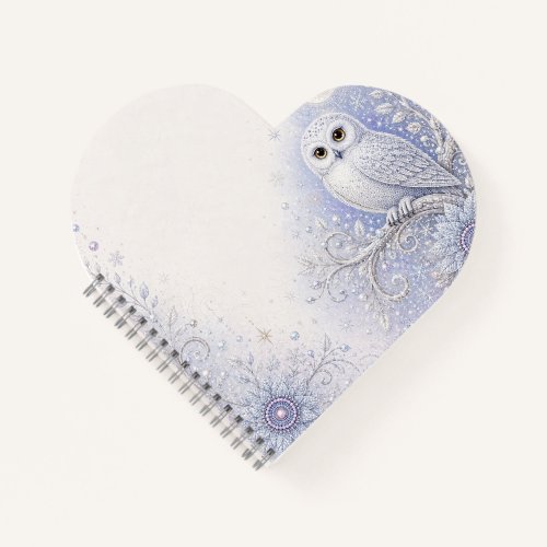 Guardian of Winter's Night – Delicate Snowy Owl in Notebook