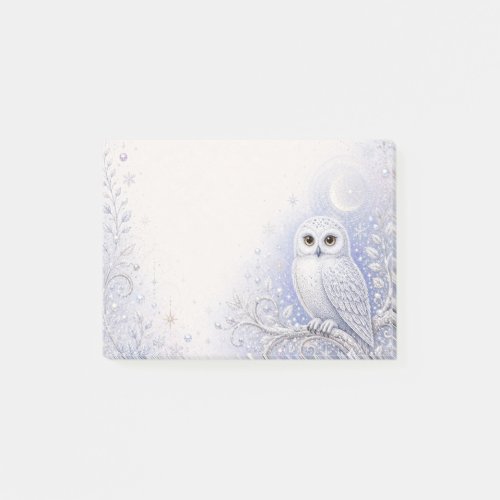 Guardian of Winter's Night – Delicate Snowy Owl in Post-it Notes