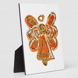 Guardian Orange Angel Painting Art Gift Plaque