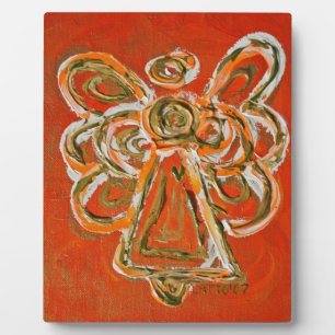 Guardian Orange Angel Painting Art Gift Plaque