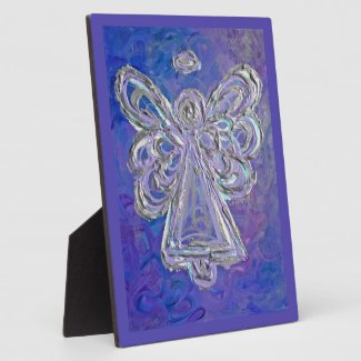 Guardian Purple Angel Painting Art Gift Plaque