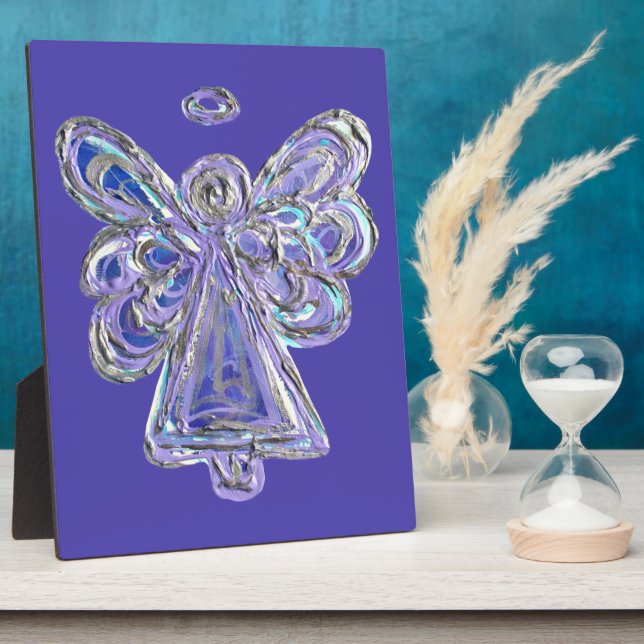 Guardian Purple Angel Painting Art Gift Plaque (Side)