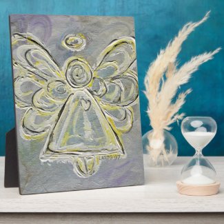 Guardian White Light Angel Painting Art Plaque