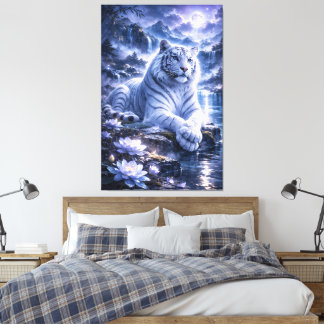 Guardian White Tiger – Silent Strength and Gentle  Canvas Print