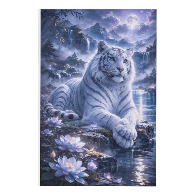 Guardian White Tiger – Silent Strength and Gentle  Faux Canvas Print (Front)
