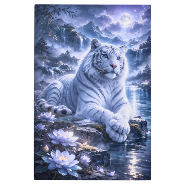 Guardian White Tiger – Silent Strength and Gentle  Metal Print (Front)