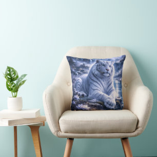 Guardian White Tiger – Silent Strength and Gentle  Throw Pillow
