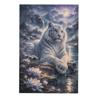 Guardian White Tiger – Silent Strength and Gentle  Wood Wall Art