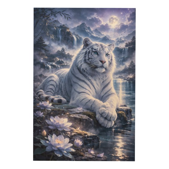 Guardian White Tiger – Silent Strength and Gentle  Wood Wall Art (Front)