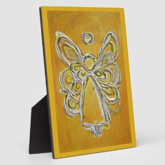 Guardian Yellow Angel Painting Art Gift Plaque