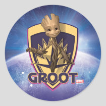 Guardians of the Galaxy | Baby Groot Crest Classic Round Sticker