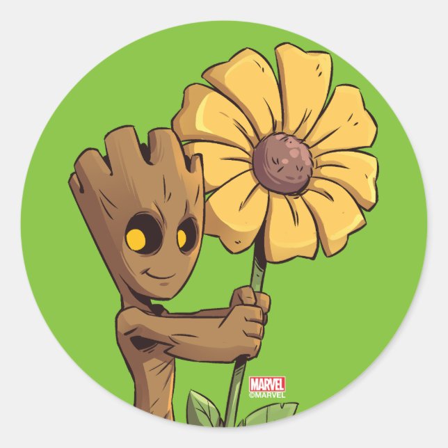 Guardians of the Galaxy | Baby Groot & Daisy Classic Round Sticker (Front)