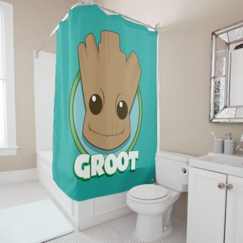 Guardians of the Galaxy  Baby Groot Face Shower Curtain