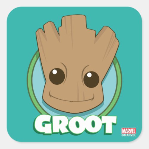 Guardians of the Galaxy  Baby Groot Face Square Sticker