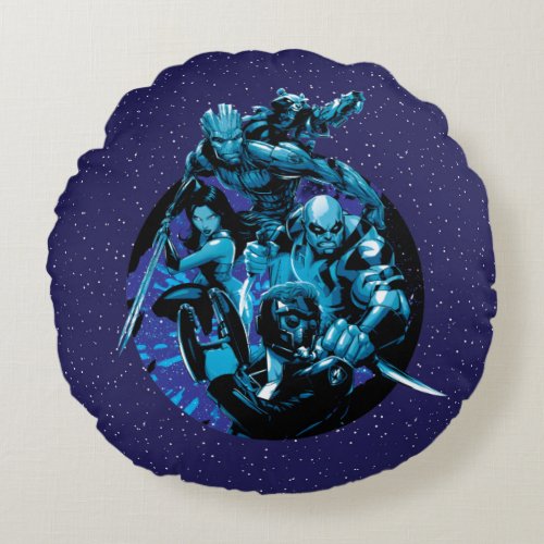Guardians of the Galaxy  Blue Crew Graphic Round Pillow