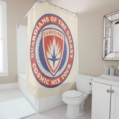 Guardians of the Galaxy  Cosmic Mix Tour Badge Shower Curtain