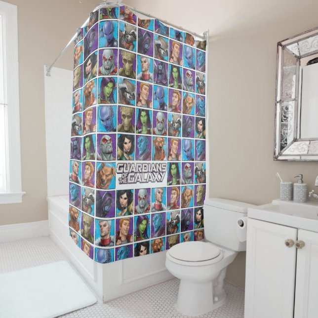 Guardians of the Galaxy | Crew Grid Shower Curtain (In Situ)