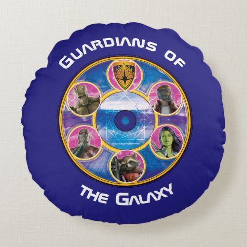 Guardians of the Galaxy  Crew In Neon Circles Round Pillow