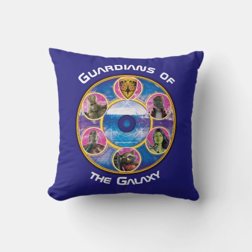 Guardians of the Galaxy  Crew In Neon Circles Throw Pillow