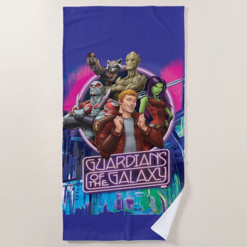 Guardians of the Galaxy  Crew Neon Sign Beach Towel