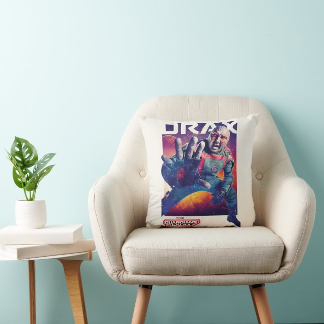 Guardians of the Galaxy Drax Character Poster Throw Pillow (Chair)
