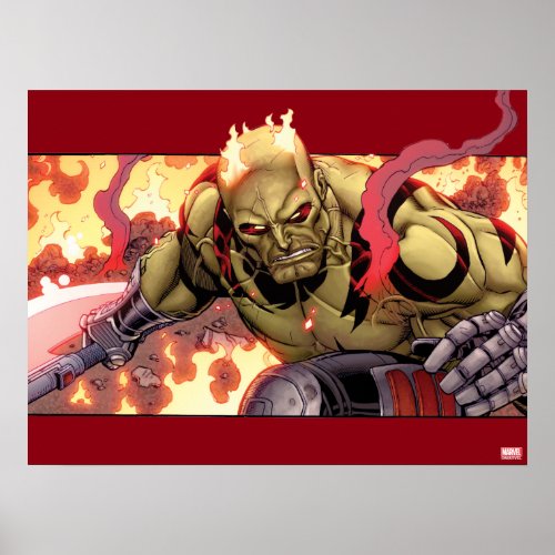 Guardians of the Galaxy  Drax In Flames Poster