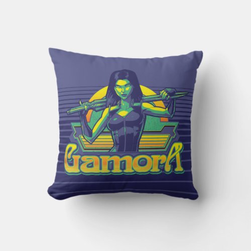 Guardians of the Galaxy  Gamora Cartoon Badge Throw Pillow