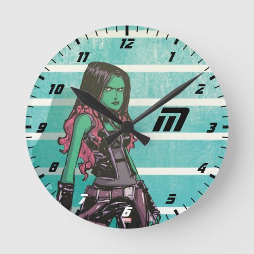Guardians of the Galaxy  Gamora Mugshot Round Clock