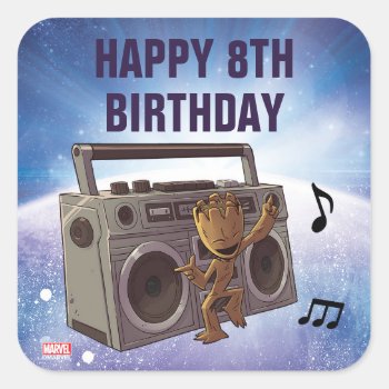 Guardians Of The Galaxy - Groot - Birthday Square Sticker by gotgclassics at Zazzle