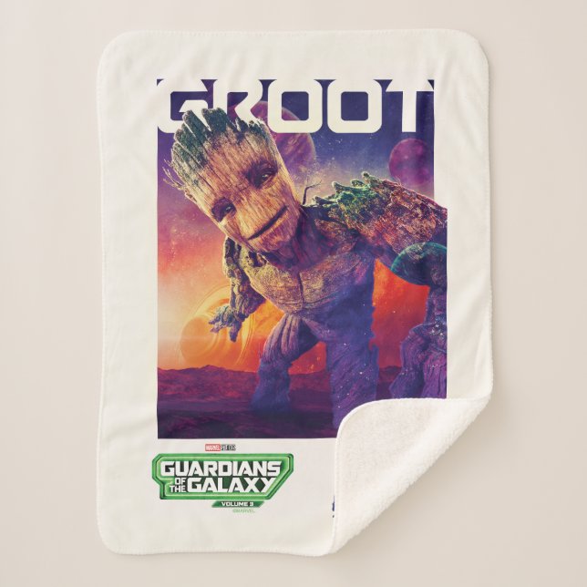 Guardians of the Galaxy Groot Character Poster Sherpa Blanket (Front)