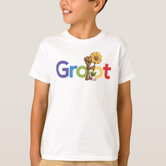 Guardians of the Galaxy | Groot Name Flower T-Shirt (Front)