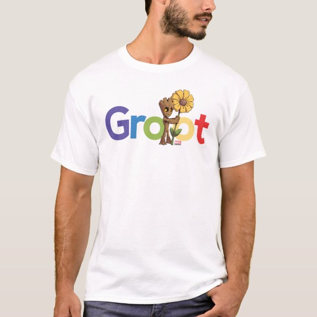 Guardians of the Galaxy | Groot Name Flower T-Shirt (Front)