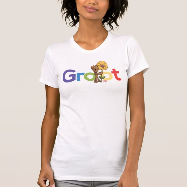Guardians of the Galaxy | Groot Name Flower T-Shirt (Front)