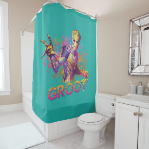 Guardians of the Galaxy   Groot Neon Graphic Shower Curtain