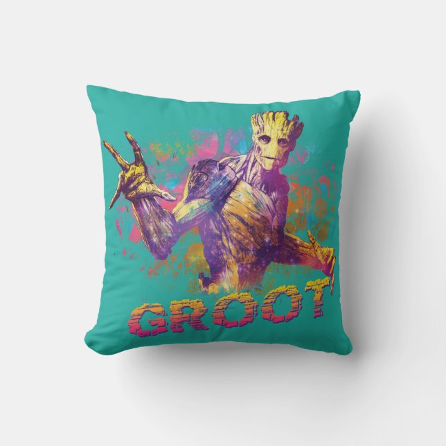 Guardians of the Galaxy | Groot Neon Graphic Throw Pillow (Front)