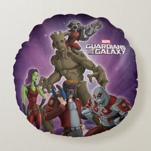 Guardians of the Galaxy  Group In Space Round Pillow