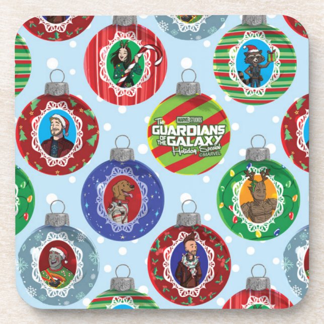 Guardians of the Galaxy Holiday Bauble Pattern Beverage Coaster (Front)