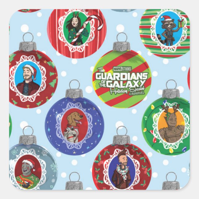 Guardians of the Galaxy Holiday Bauble Pattern Square Sticker (Front)