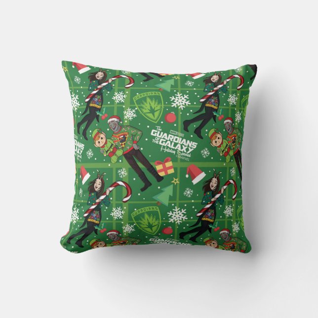 Guardians of the Galaxy Holiday Drax & Mantis Throw Pillow (Front)
