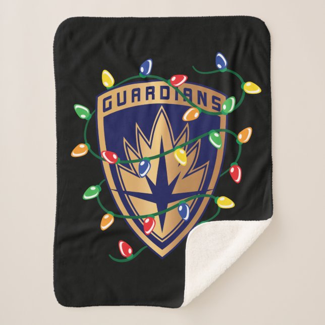 Guardians of the Galaxy Holiday Logo & Lights Sherpa Blanket (Front)
