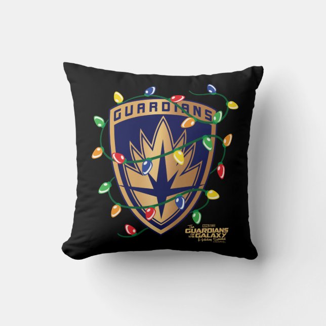 Guardians of the Galaxy Holiday Logo & Lights Throw Pillow (Front)