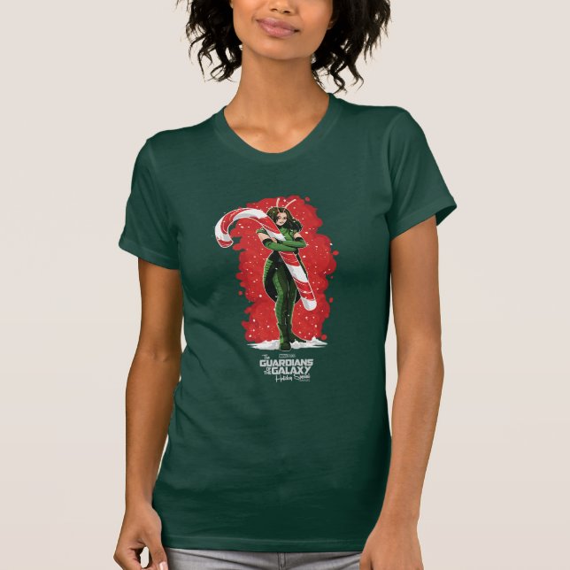 Guardians of the Galaxy Holiday Mantis Candy Cane T-Shirt (Front)