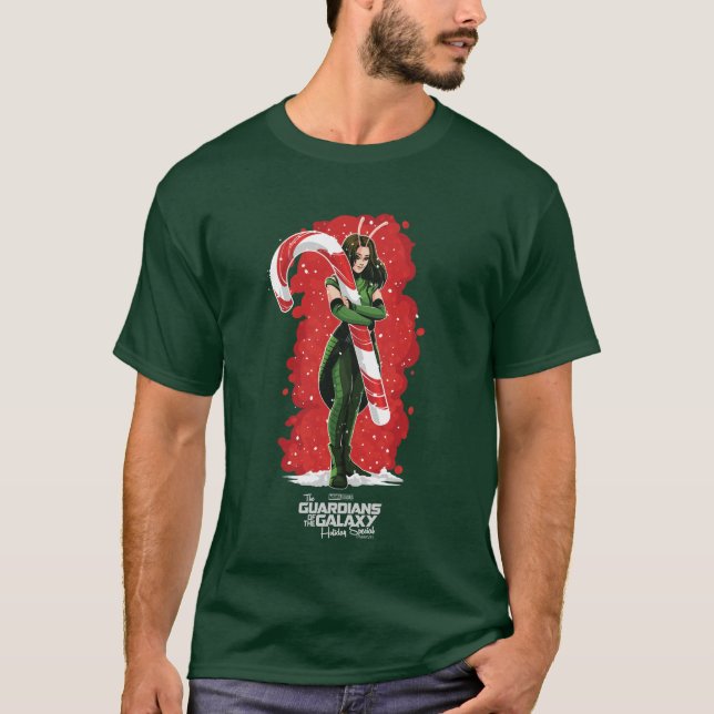 Guardians of the Galaxy Holiday Mantis Candy Cane T-Shirt (Front)