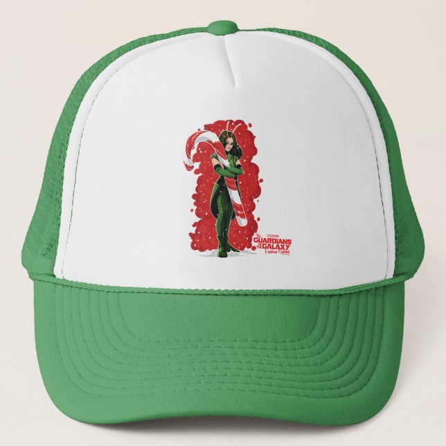 Guardians of the Galaxy Holiday Mantis Candy Cane Trucker Hat (Front)