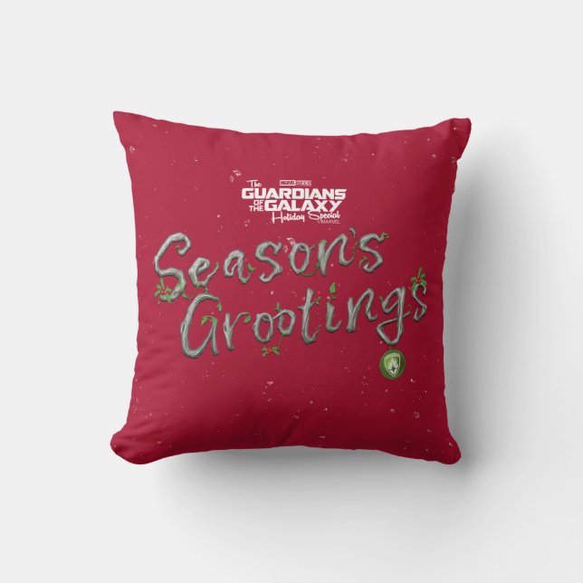 Guardians of the Galaxy Holiday Season's Grootings Throw Pillow (Front)