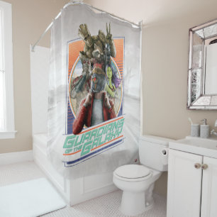 Guardians of the Galaxy   Retro Crew Art Shower Curtain