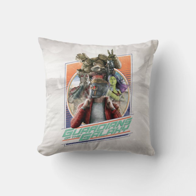 Guardians of the Galaxy | Retro Crew Art Throw Pillow (Front)