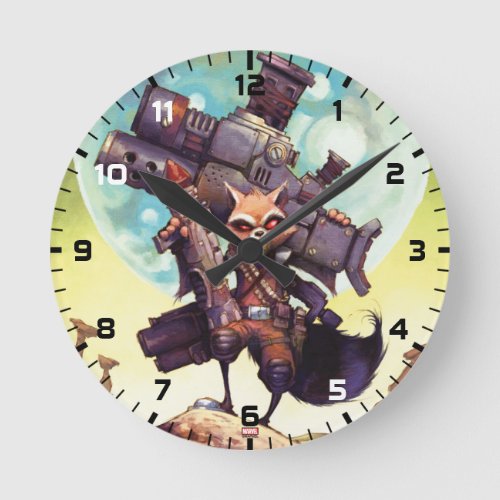 Guardians of the Galaxy  Rocket Armed  Ready Round Clock