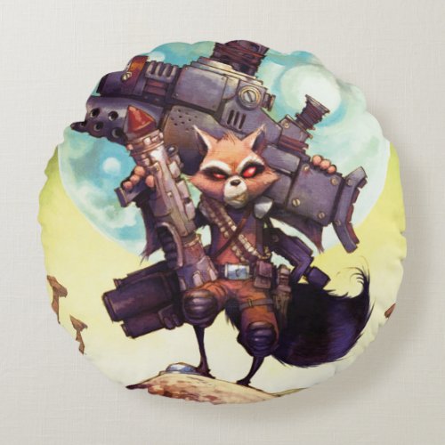 Guardians of the Galaxy  Rocket Armed  Ready Round Pillow